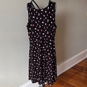 Ann Taylor Factory Black Dress with Pink & White Floral Detail